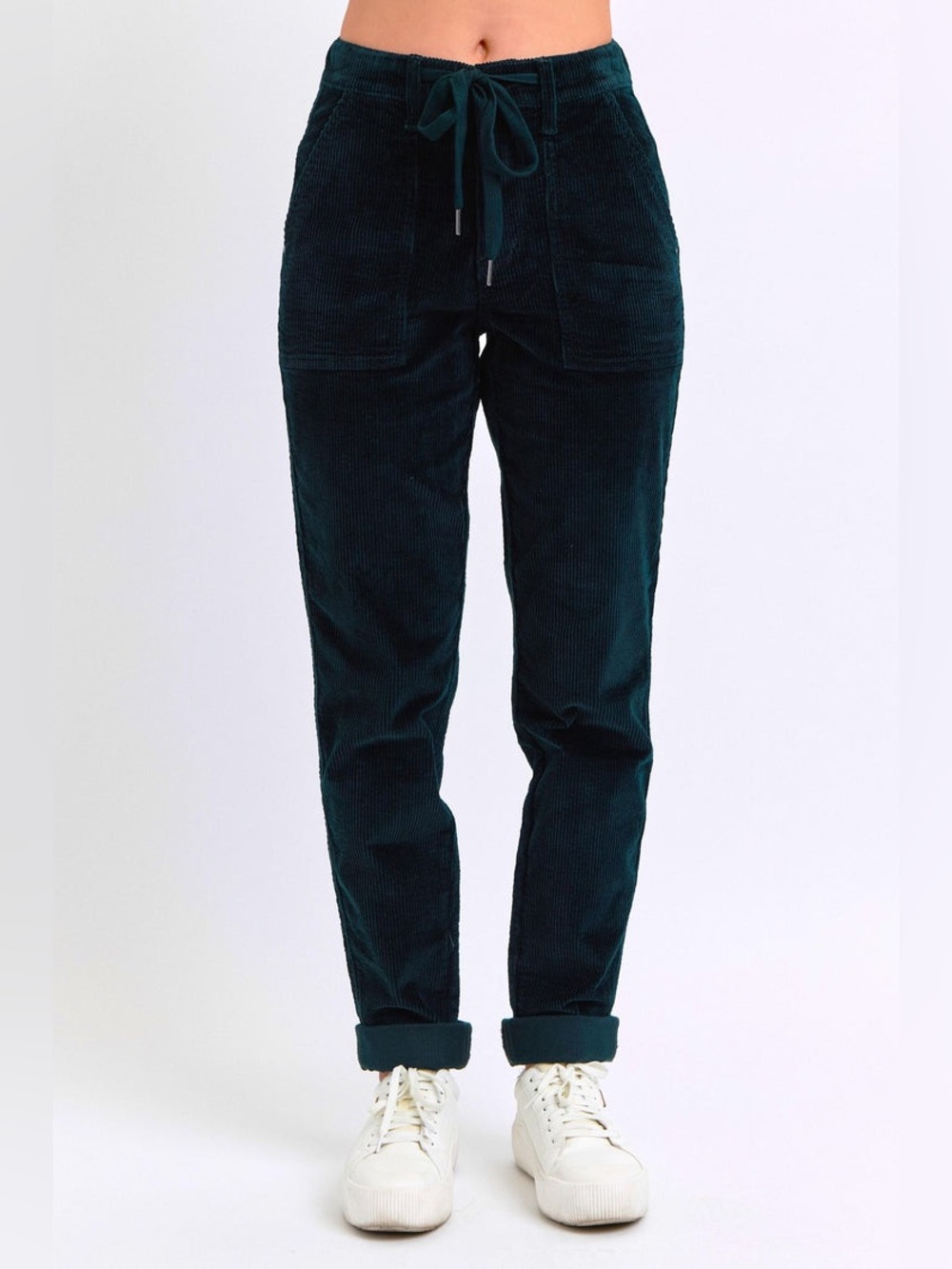 Judy Blue Dark Green Corduroy Jogger Pants Size 7/28 Drawstring Waist